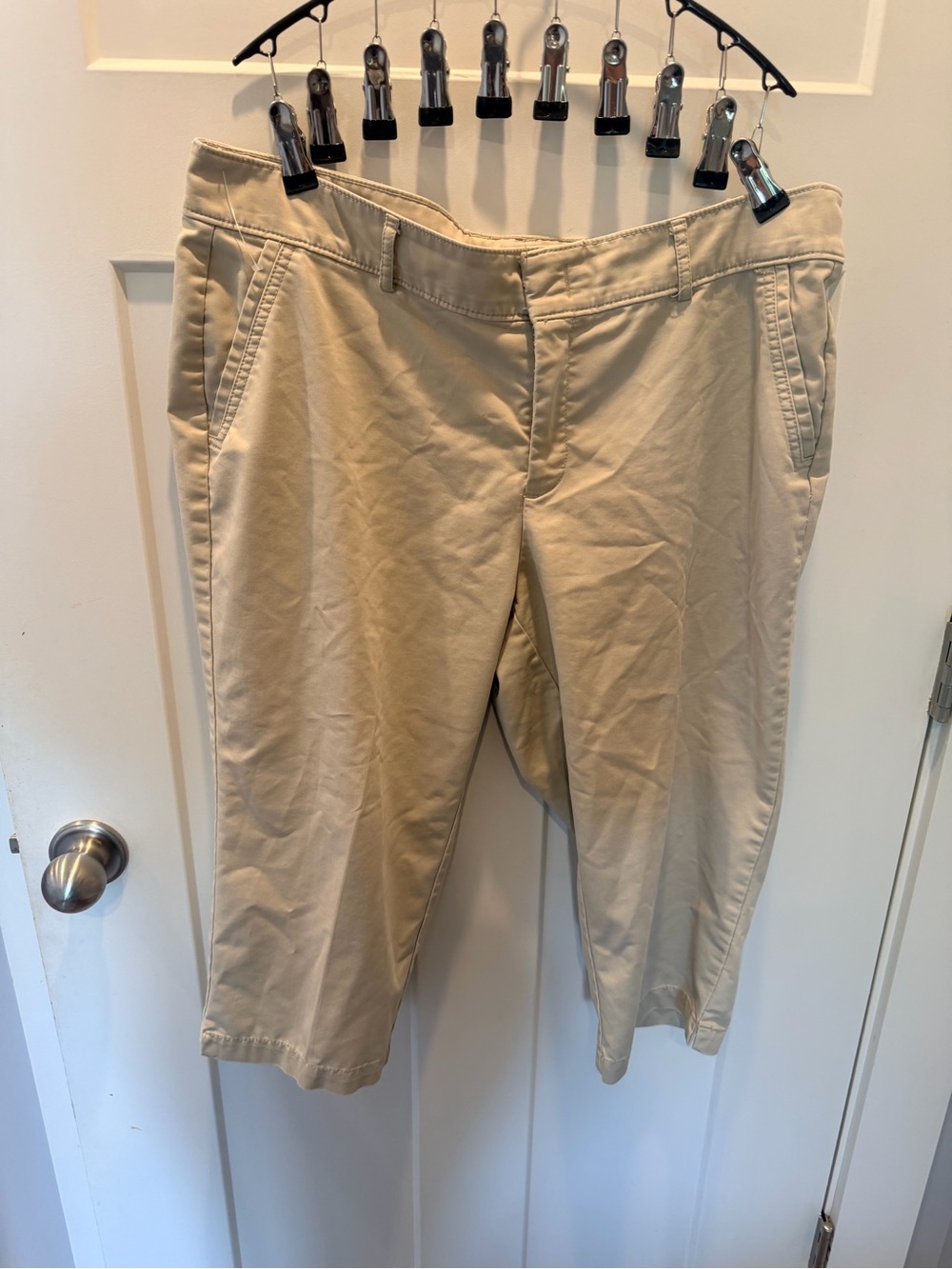 Dockers Khaki Stretch Chino Pants Women’s 16P Petite Beige Flat Front